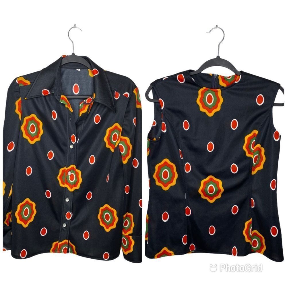 Vintage Polyester 2 Piece Blouse Set